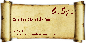 Ogrin Szalóme névjegykártya